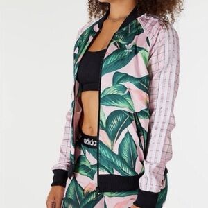 Adidas Farm Rio SST Tropical Palm Leaf Jacket Pink Green Superstar Track, Size S